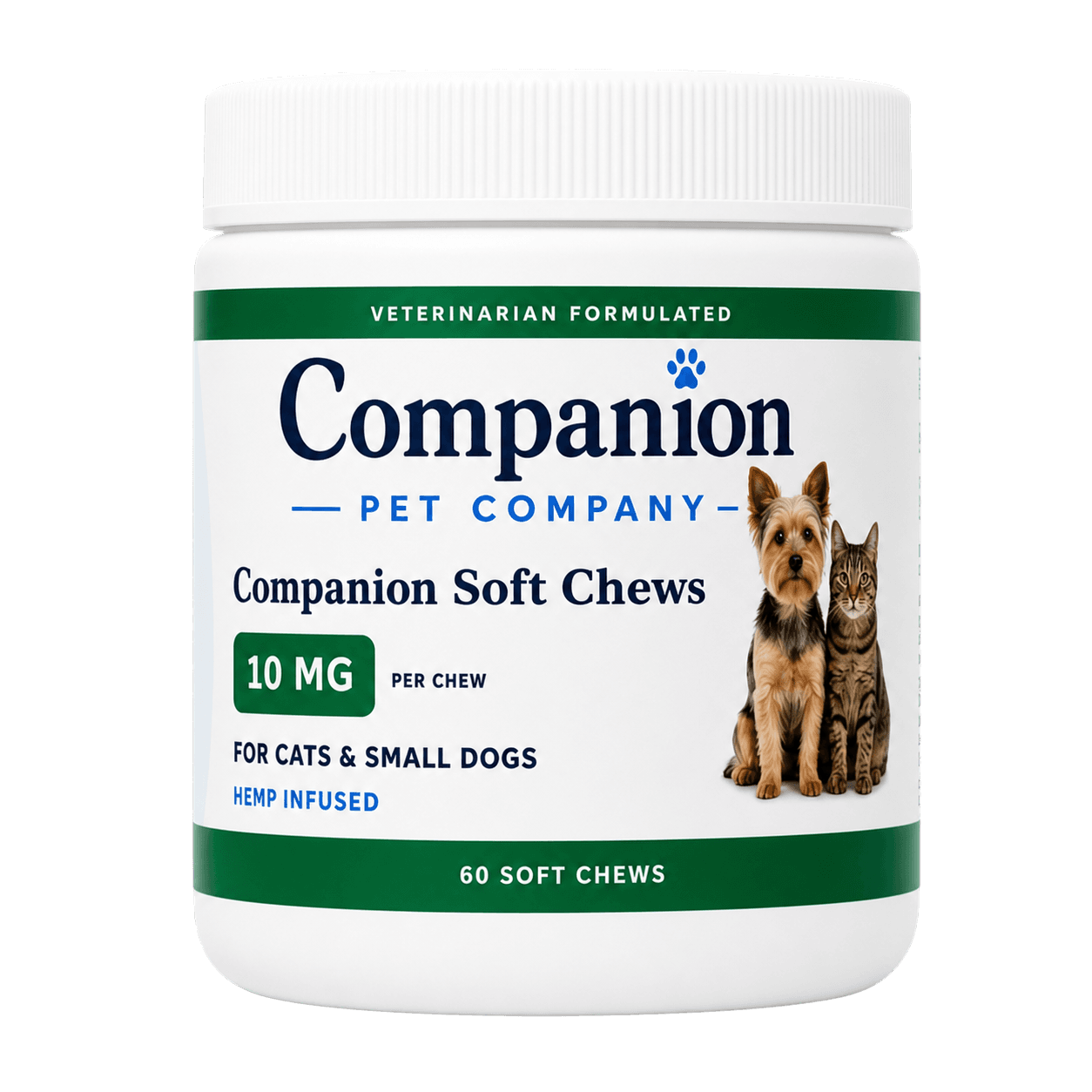 Companion 10mg CBD soft chews for cats & small dogs, 60-count jar
